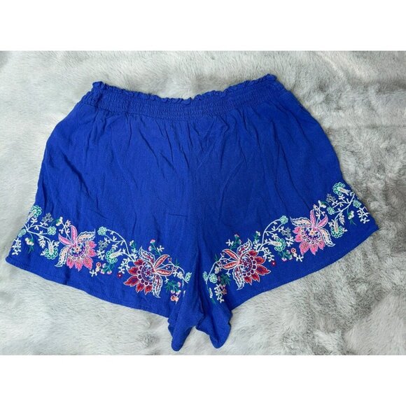 American Eagle Outfitters Women's Small Blue Embroidered Pull-On Shorts - Picture 2 of 10